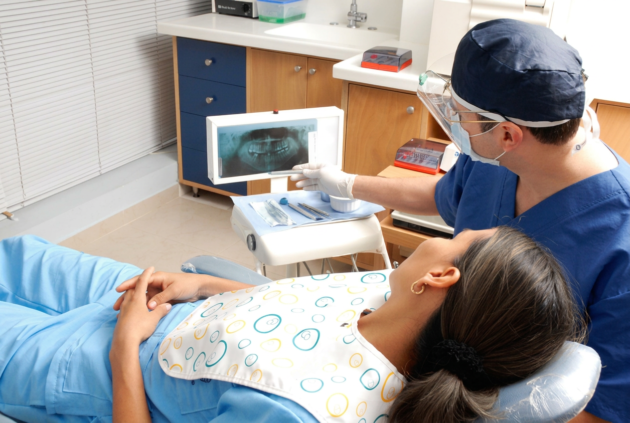 A practitioner at work in a dental or vet practice